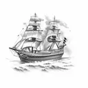as if the ship is on the front shin tattoo design idea