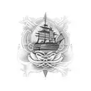 as if the ship is on the front shin tattoo design idea