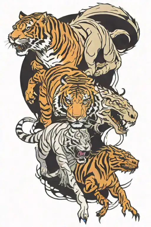 horse,tiger, t rex tattoo design idea