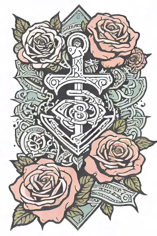 money, roses, anchor, cam Newton superman celebration  tattoo design idea