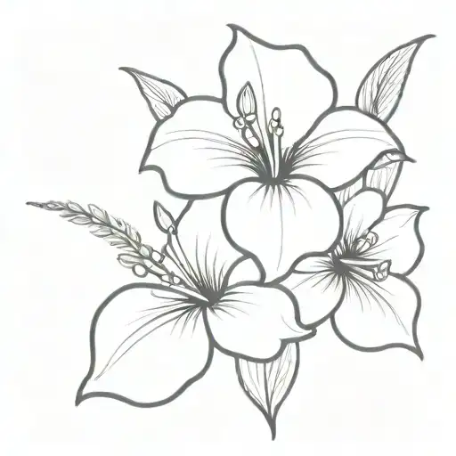 hibiscus flower and calla lily flower intertwined tattoo design idea