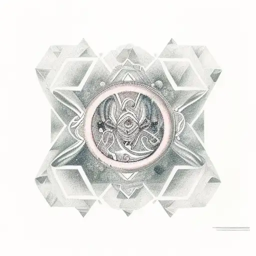 A lunar eclipse with intricate geometric patterns tattoo design idea