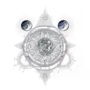 A lunar eclipse with intricate geometric patterns tattoo design idea