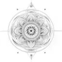 A lunar eclipse with intricate geometric patterns tattoo design idea