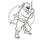 A minimalist design of a ninja throwing a punch tattoo design idea