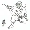 A minimalist design of a ninja throwing a punch tattoo design idea