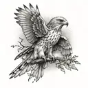 hawk, cross and sunbeams tattoo design idea