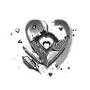 broken heart with bullet holes  tattoo design idea