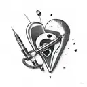 broken heart with bullet holes  tattoo design idea
