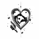 broken heart with bullet holes  tattoo design idea
