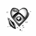 broken heart with bullet holes  tattoo design idea