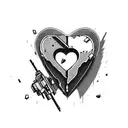broken heart with bullet holes  tattoo design idea