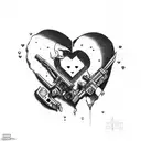 broken heart with bullet holes  tattoo design idea