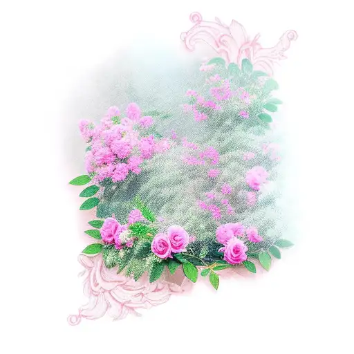 pink azaleas, pink roses and lace  tattoo design idea