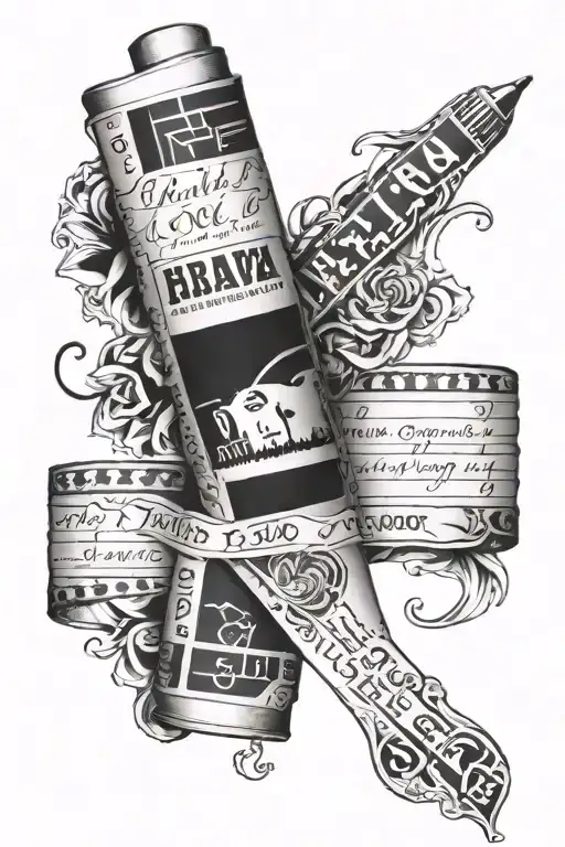 a film strip wrapping with a quote embedded within tattoo design idea
