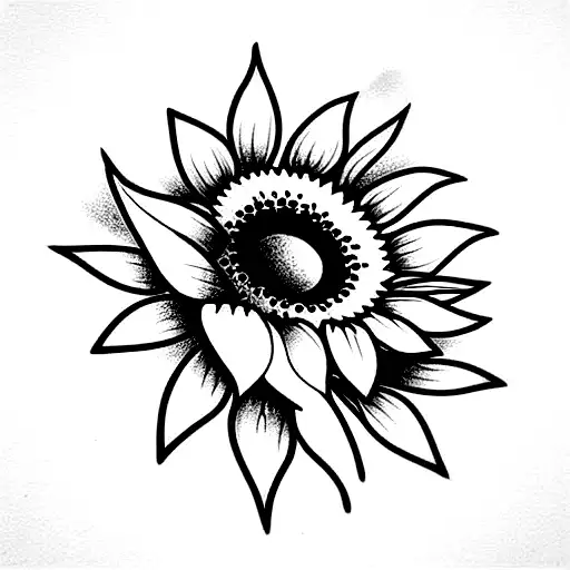 Sparrow with sunflower  tattoo design idea