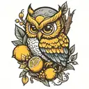 lemon egg and owl  tattoo design idea
