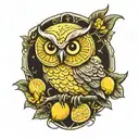 lemon egg and owl  tattoo design idea