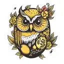 lemon egg and owl  tattoo design idea