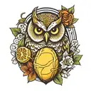 lemon egg and owl  tattoo design idea