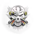 gun with ghostface tattoo design idea