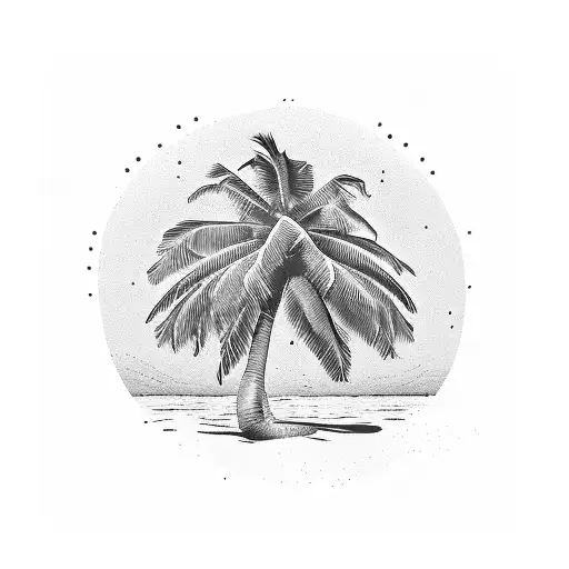 Palm Tree compas tattoo design idea