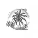 Palm Tree compas tattoo design idea