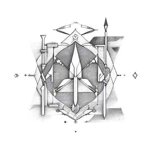 Sagittarius and virgo geometric  tattoo design idea