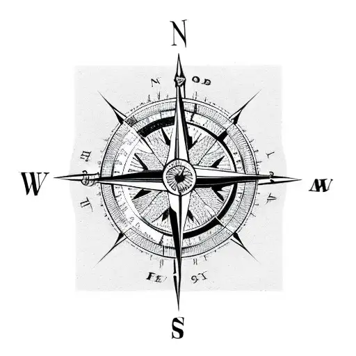 compass with arrow and date tattoo design idea