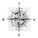 compass with arrow and date tattoo design idea