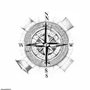 compass with arrow and date tattoo design idea