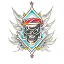 cross with angel wings tattoo design idea