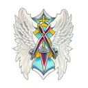 cross with angel wings tattoo design idea