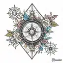 compass and aquarius and virgo and taurus and travel tattoo design idea