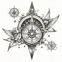 compass and aquarius and virgo and taurus and travel tattoo design idea