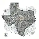 A detailed map of Texas with computer circuitry intertwined throughout tattoo design idea