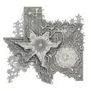 A detailed map of Texas with computer circuitry intertwined throughout tattoo design idea