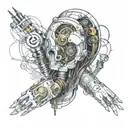 bionic sleeve with wires and print circuit board traces  tattoo design idea