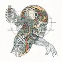 bionic sleeve with wires and print circuit board traces  tattoo design idea