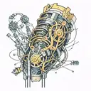 bionic sleeve with wires and print circuit board traces  tattoo design idea