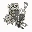 Incorporate the outline of Texas into a tattoo of a mechanical heart to represent the client's love for their home state and engineering tattoo design idea