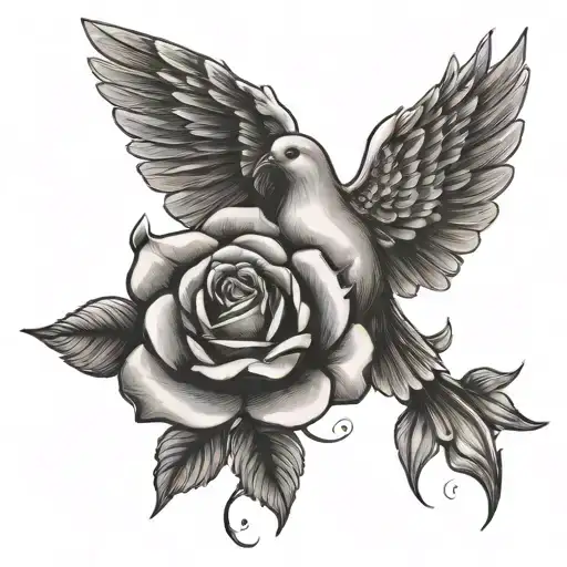 Rose and Dove for the month of June  tattoo design idea