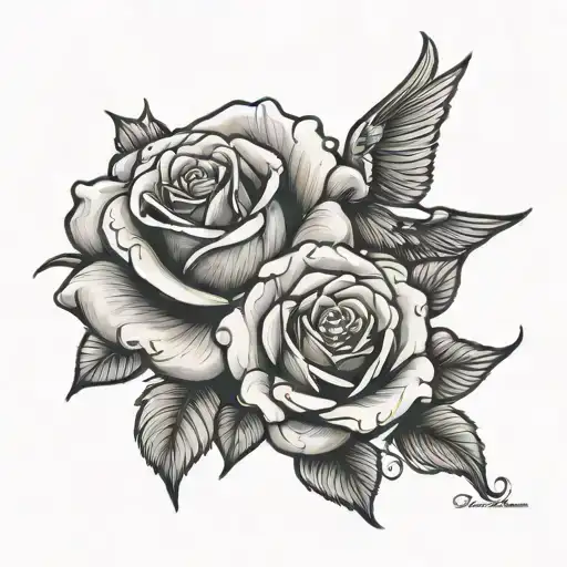 Rose and Dove for the month of June  tattoo design idea