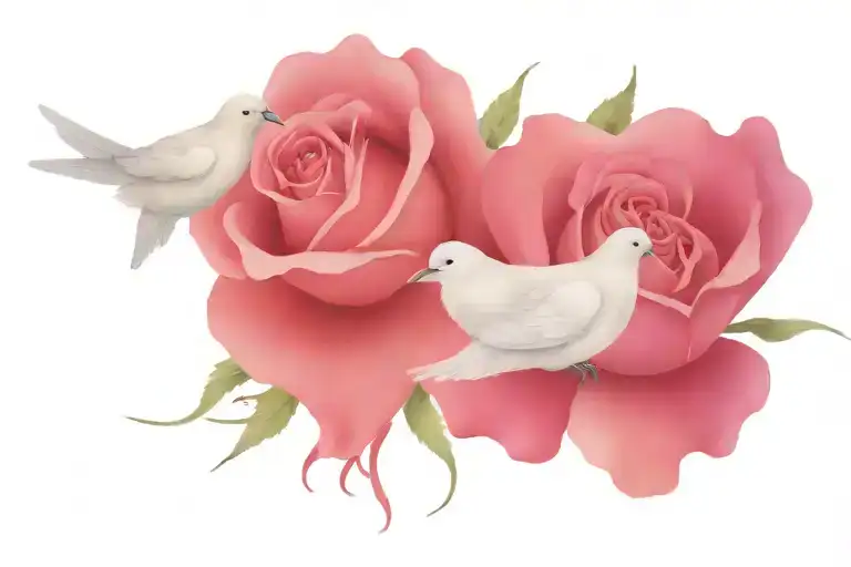 Rose and Dove for the month of June  tattoo design idea
