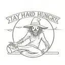 a scarecrow lying faceground with text above "Stay Hard, Stay Hungry, Stay Alive"  tattoo design idea