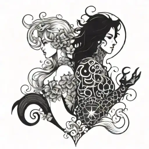 lovers from the sea tattoo design idea
