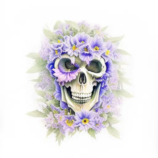 Delphinium with the phrase "Memento mori"  tattoo design idea