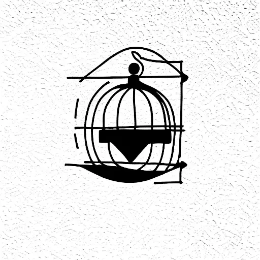 a bird in an open cage tattoo design idea