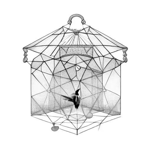 a bird in an open cage tattoo design idea