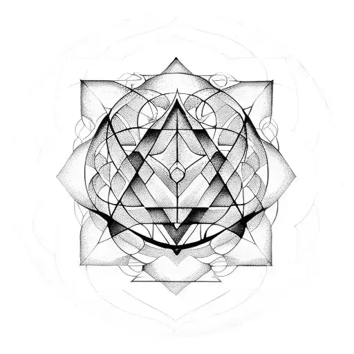 An occult-inspired sketch incorporating sacred geometry tattoo design idea